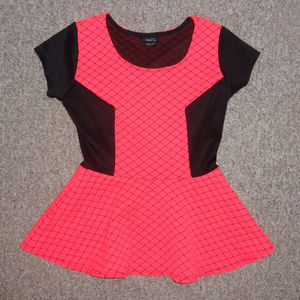 Bright Pink & Black Rue21 Peplum Top, Small!